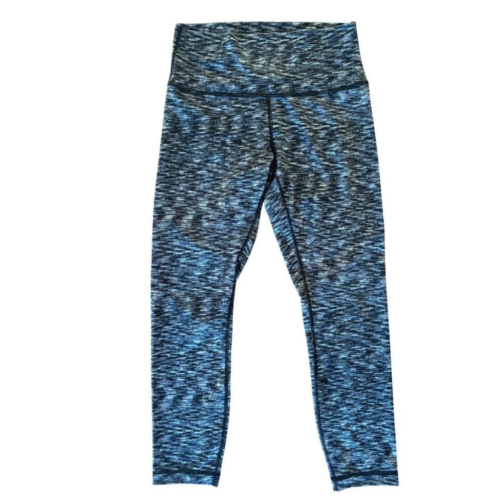 Lululemon Wunder Under High Rise Leggings Black White Space Dye Size 8 Crop